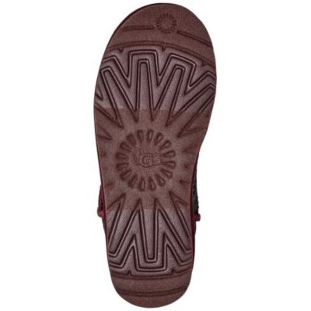 UGG Womens Burgundy Silk Trim Ultra Mini Mirror Ball Platform Winter Boots 5 - Picture 4 of 4